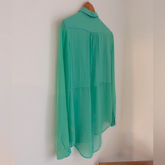 FREE PEOPLE ~ Emerald Green Button Down Blouse ~ size XS - Picture 6 of 7